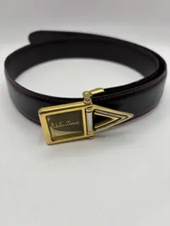 VALENTINO ブラックレザーベルト ゴールドバックル VALENTINO ブラックレザーベルト ゴールドバックル