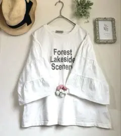 サマンサモスモス♡SM2♡袖フリル　ブラウス　Tシャツ　ロゴ入り　ふわり
