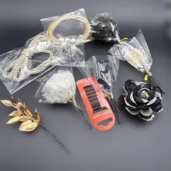 [JZOON] 成人式 髪飾りドライフラワー 水引 組紐 黒 Y2602