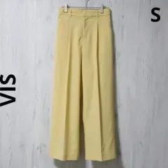 ビス カジュアルパンツ イエロー ワイド ハイウエスト センタープレス 春色