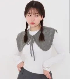 tinajojun ニット　付け襟　グレー