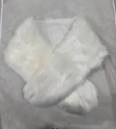 【成人式】振袖　最高級フォックス調ファーショール　ナチュラルホワイト【新品未使用