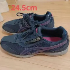 ASICSウォーキングシューズ　紺色×ピンク　3E相当　24.5㎝
