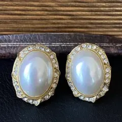 ガラス　パール　ヴィンテージ イヤリング　入学式　卒業式