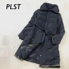 PLST ダウン ロング ベルテッド コート ネイビー