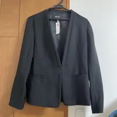 【クリーニング済み】COMME CA ISM ノーカラージャケット ブラック L