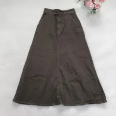 ユニクロ フレアロングスカート レディースボトム シンプル カジュアル 無地 茶