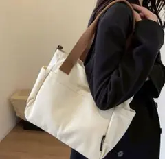 白　キャンバストート A4可 3WAY 通勤　通学 シンプルデザイン　帆布トート