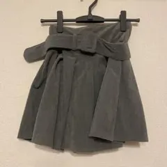 グレー プリーツスカート Sサイズ ベルト付き コーデュロイ