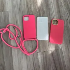 iPhoneケース 3点セット ストラップ付き　ピンク　推し活