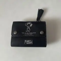 PEANUTS Snoopy 三つ折り財布 ブラック
