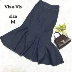 ヴィス マーメイドスカート ロング デニム調 ウエストゴム ネイビー 【M】