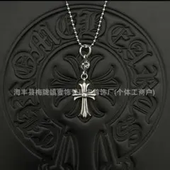 クロスモチーフ ネックレス シルバー調 男女兼用 60cm クリスマス デート