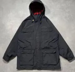 L.L.Bean ブラック ナイロンマウンテンパーカー ブロックチェックウール