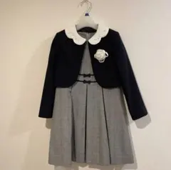 【お値下げ】チェックワンピース・スカラップ衿ジャケットセット　130