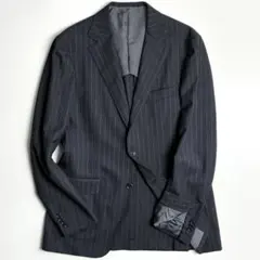 【美品】ビームスエフ/ウールストライプ3Bテーラードジャケット/背抜き/本切羽