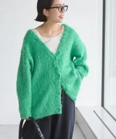 【AMERICAN HOLIC】カールシャギーカーディガン(グリーン/M)