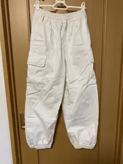 ホワイト カーゴパンツ ゴムウエスト