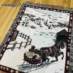 vintageラグマット 神イエスキリスト生誕 アニマル 聖母マリア古着