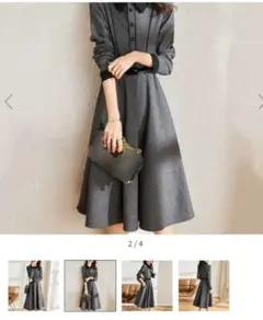 ワンピース 黒 グレー Aライン S