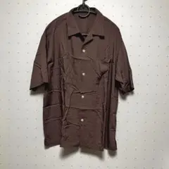 ユニクロ 半袖 シャツ オープンカラー ブラウン メンズ