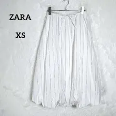 ザラ ホワイト ストライプ バルーン ボリューム スカート コットン XSのサムネイル