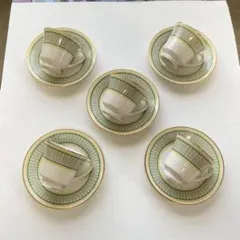 ノリタケ アイボリーチャイナ カップ＆ソーサー 5客 イエロー モダン レトロ