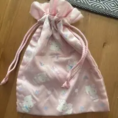 平成レトロハローキティ ピンク 巾着ポーチ