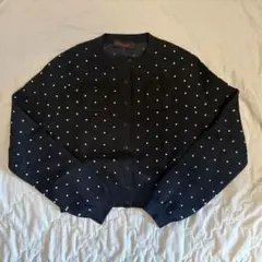 CABaN コットンカシミヤ ドットジャカードクルーネックカーディガン