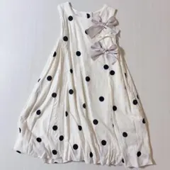 プティマイン ノースリーブドット柄ワンピース