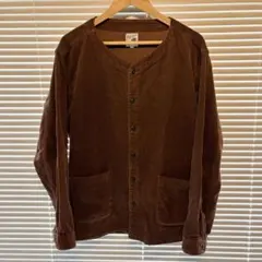 PINECONE ワイドコードュロイ ノーカラーカーディガン Lサイズ