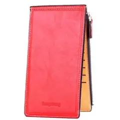【未使用】長財布 カードケース 17枚収納 大容量 スマホ入れ レッド 赤