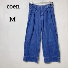 コーエン USAコットン タック ワイド デニムパンツ ネイビー『M』