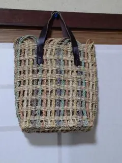 多色編み込みかごバッグ