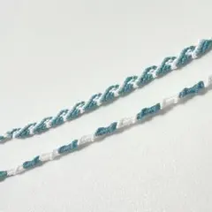 ミサンガ ハンドメイド アンクレット エメラルドグリーン 波柄 【2本セット】