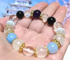 天然石ブレス アメジストA5 オニキス セレナイト ムーンストーン アクアマリン