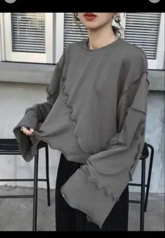 【FRIFUL】新品未使用品　ルーズクロップスウェットシャツ フリルヘム グレー