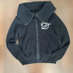 ★ダブルスタンダードクロージング★ジップアップパーカー★ビッグ襟★ブラック★