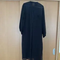 ストライプ柄シースルー長袖シャツワンピース