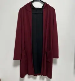 ノアジェ　ロングカーディガン ボルドー 長袖 ポケット付き