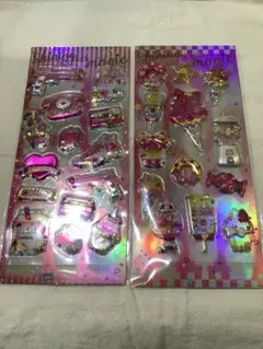 シャカシャカシール③2枚セット 立体シール　ホログラムシール　ぷっくりシール