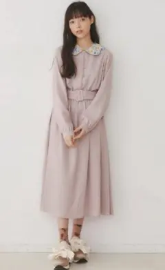 merry jenny flowerスカラップワンピース ピンク