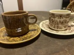 馬車 ヴィンテージ マグカップ＆プレートセットレトロ 馬車柄 