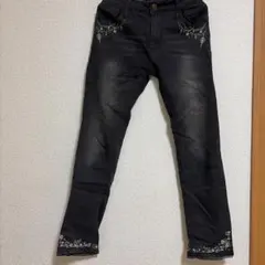 axes femme 鍵薔薇刺繍 ジーンズ ブラック L ③