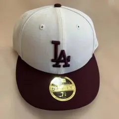 ニューエラ　LP ドジャース　クリーム赤紫帽子