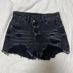 ✨海外輸入品✨ ダメージ デニム ブラック 黒 ショートパンツ ♡