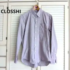 CLOSSHI　ボタンダウンシャツ　カジュアル長袖　ピンクパープル　М　しまむらのサムネイル