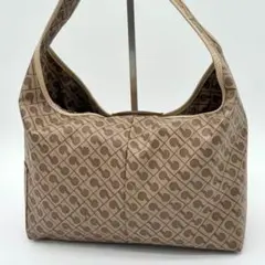 【美品】GHERARDINI ソフティ ロゴグラム トートバッグ ナイロン 茶