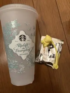 新品 スタバ リユーザブルカップ ストローキャップ ブルー×イエロー