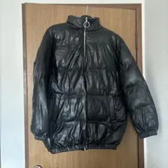 SHEIN レザーダウンジャケット ブラック黒